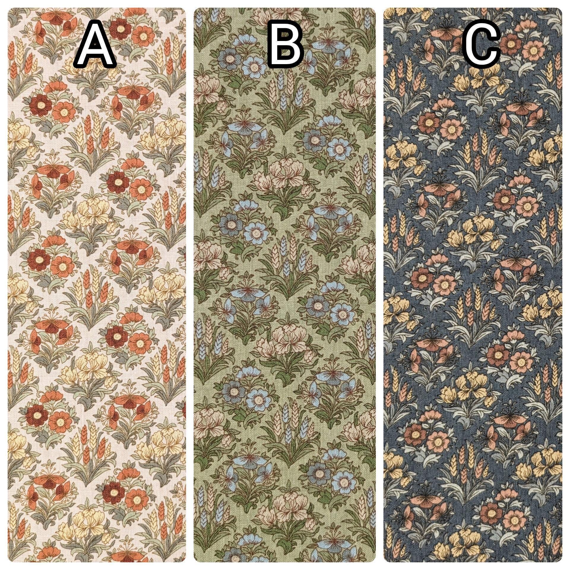 Kokka - Gridded Bouquet Cotton/Linen Fabric - Beige