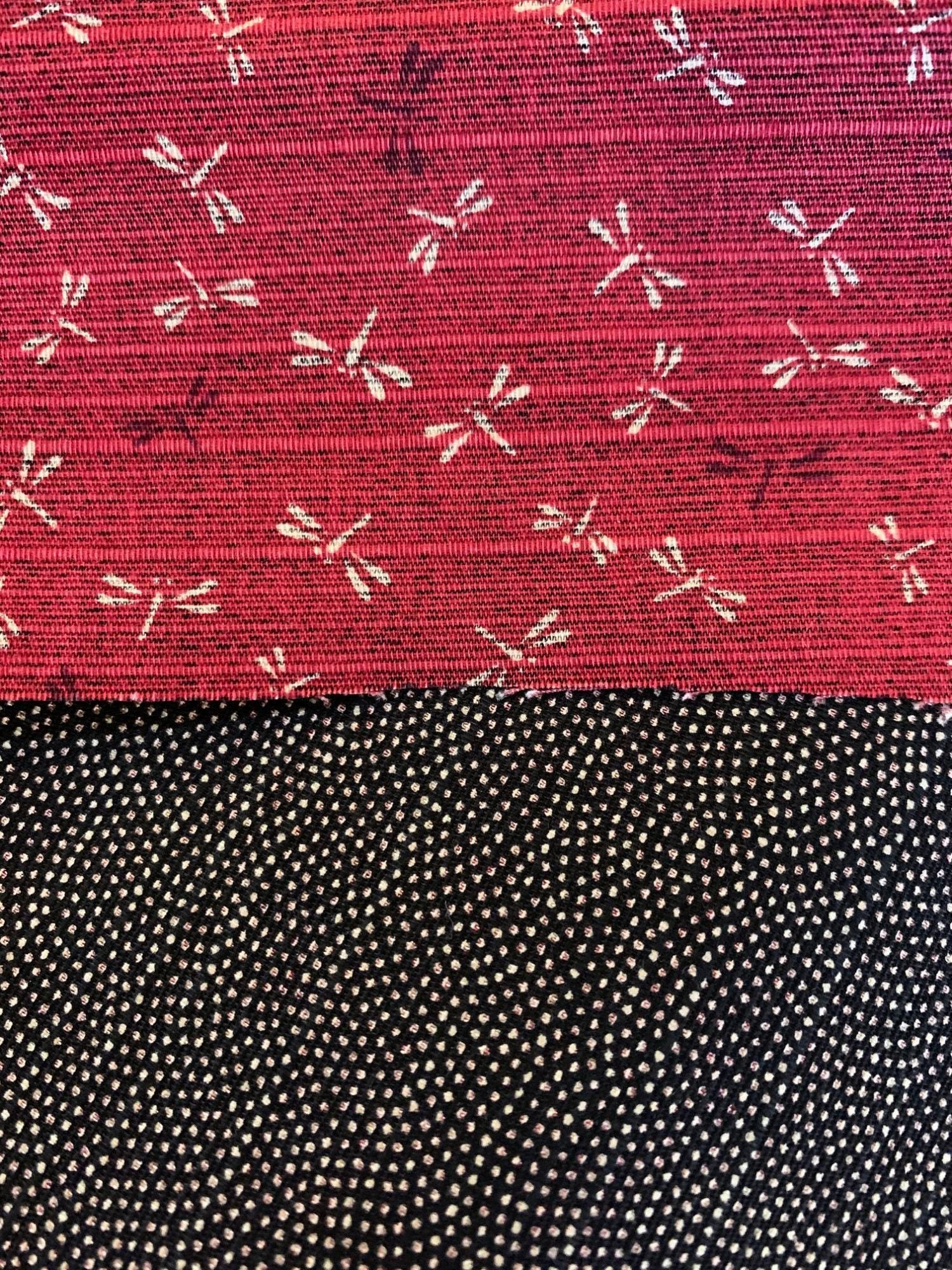 Sevenberry - Double Sided Dragonfly and Same-Komon Cotton Shantung - Red Black