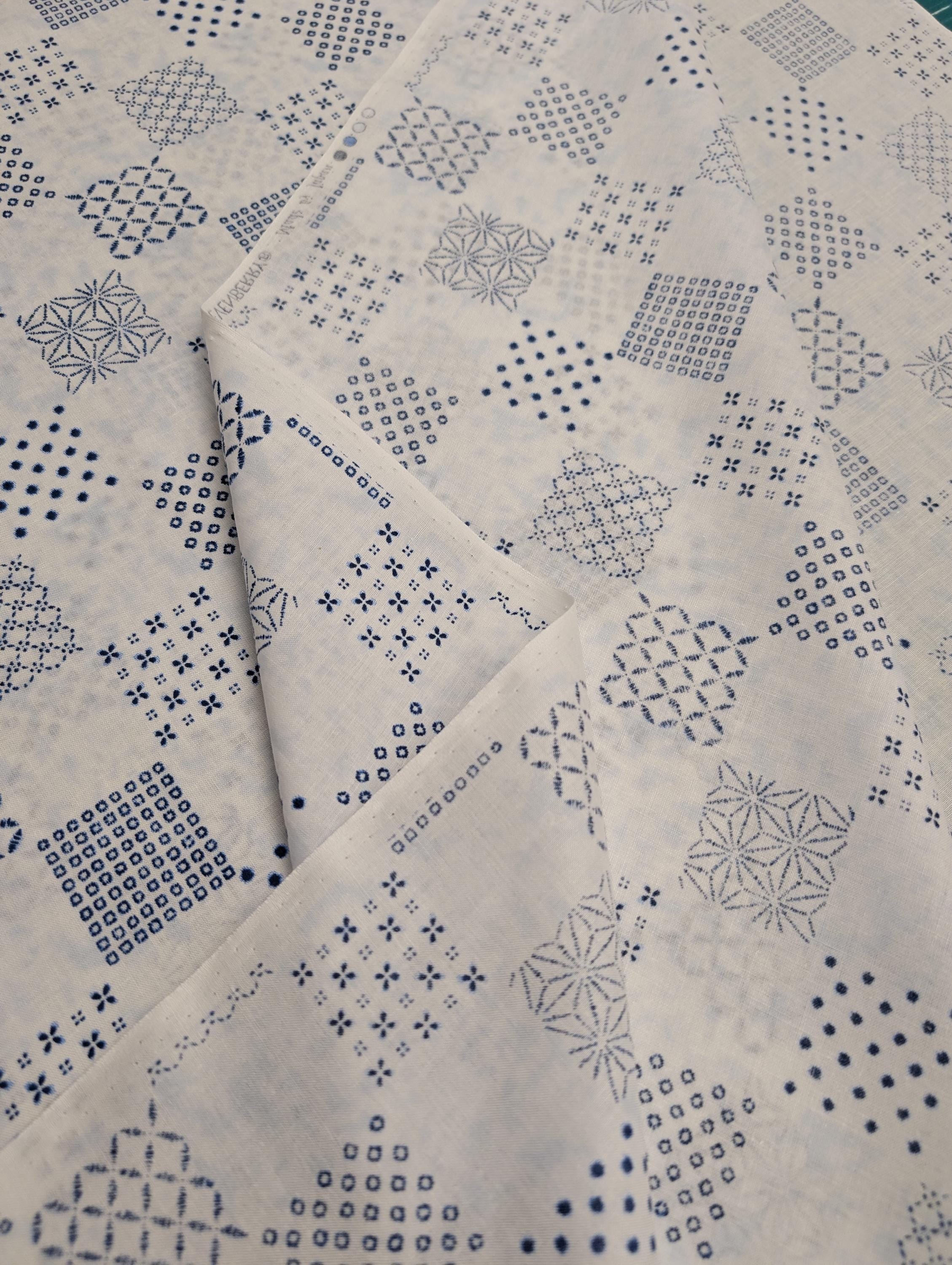 Sevenberry - Patterned Squares Shibori-Style Collection Cotton Fabric - White