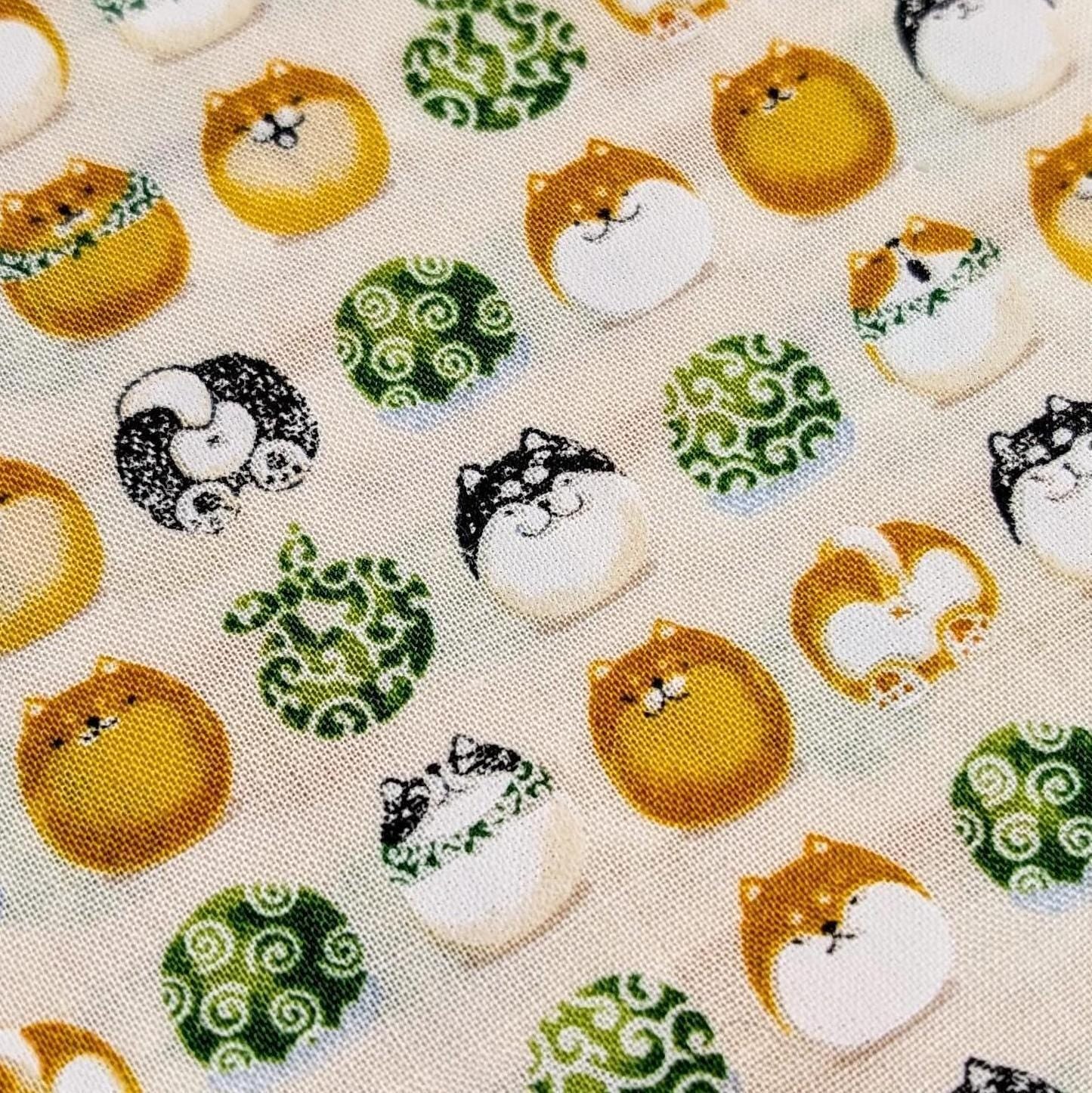 Senyo - Shibas With Furoshiki Cotton Fabric - White