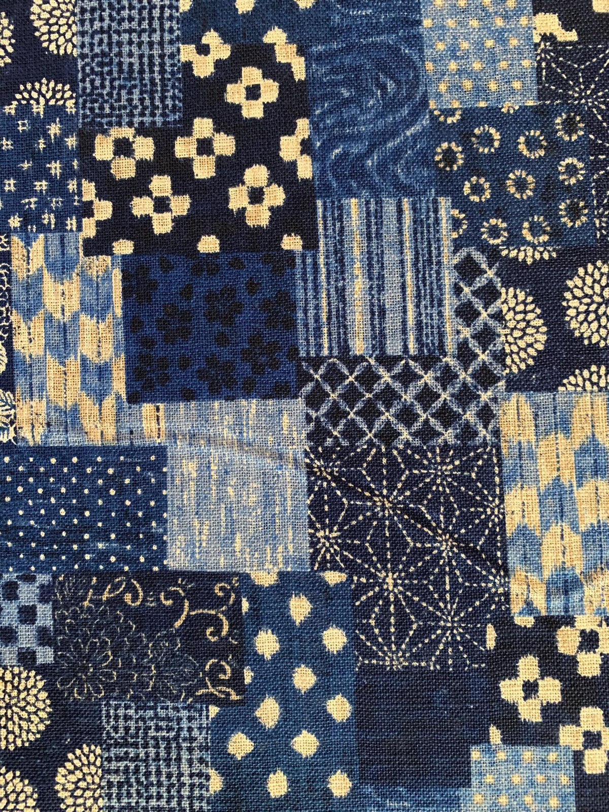 Sevenberry - Boro Patchwork Print Cotton Fabric - Dark Blue