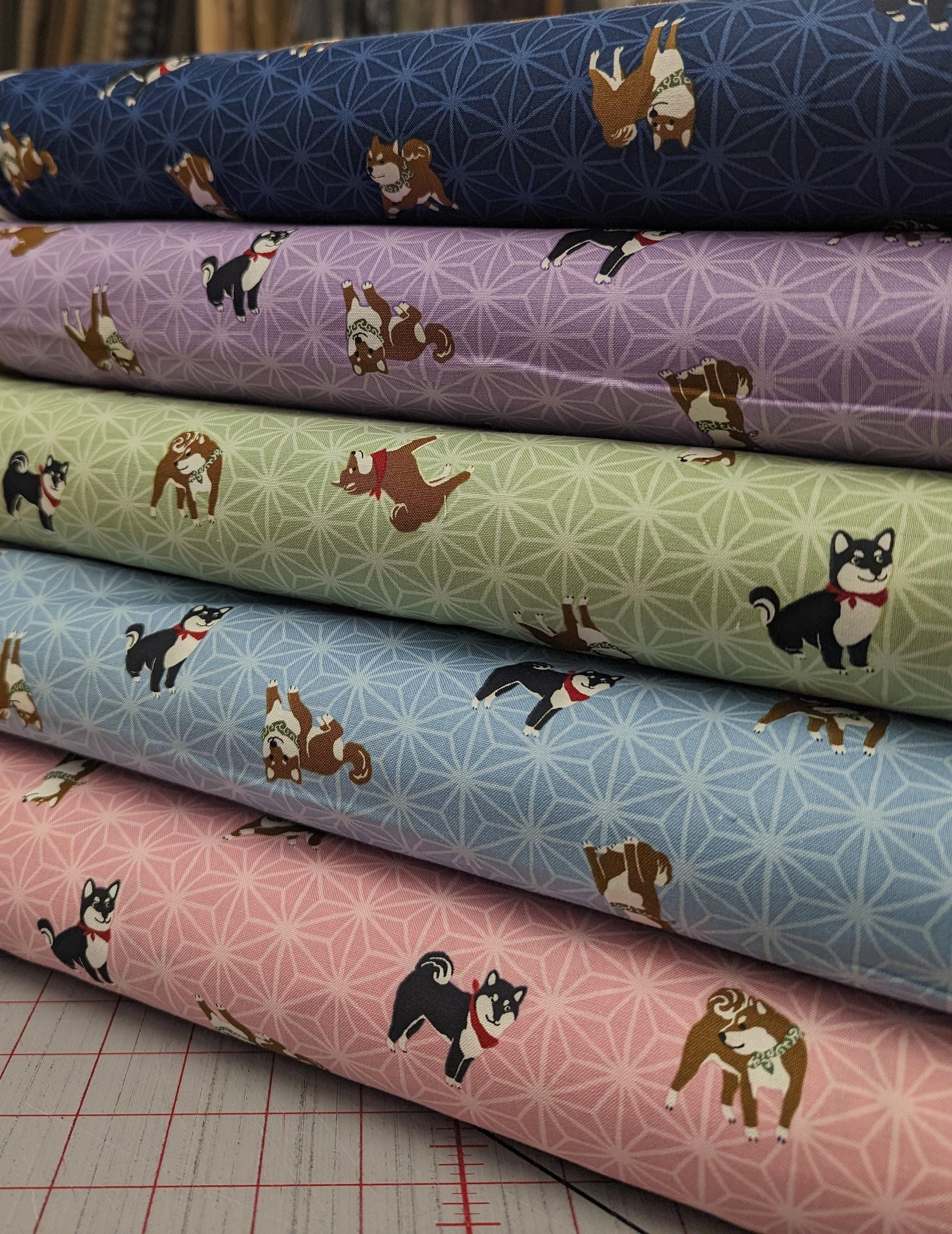 Hishiei - Asanoha Shibas Cotton Fabric - Light Blue