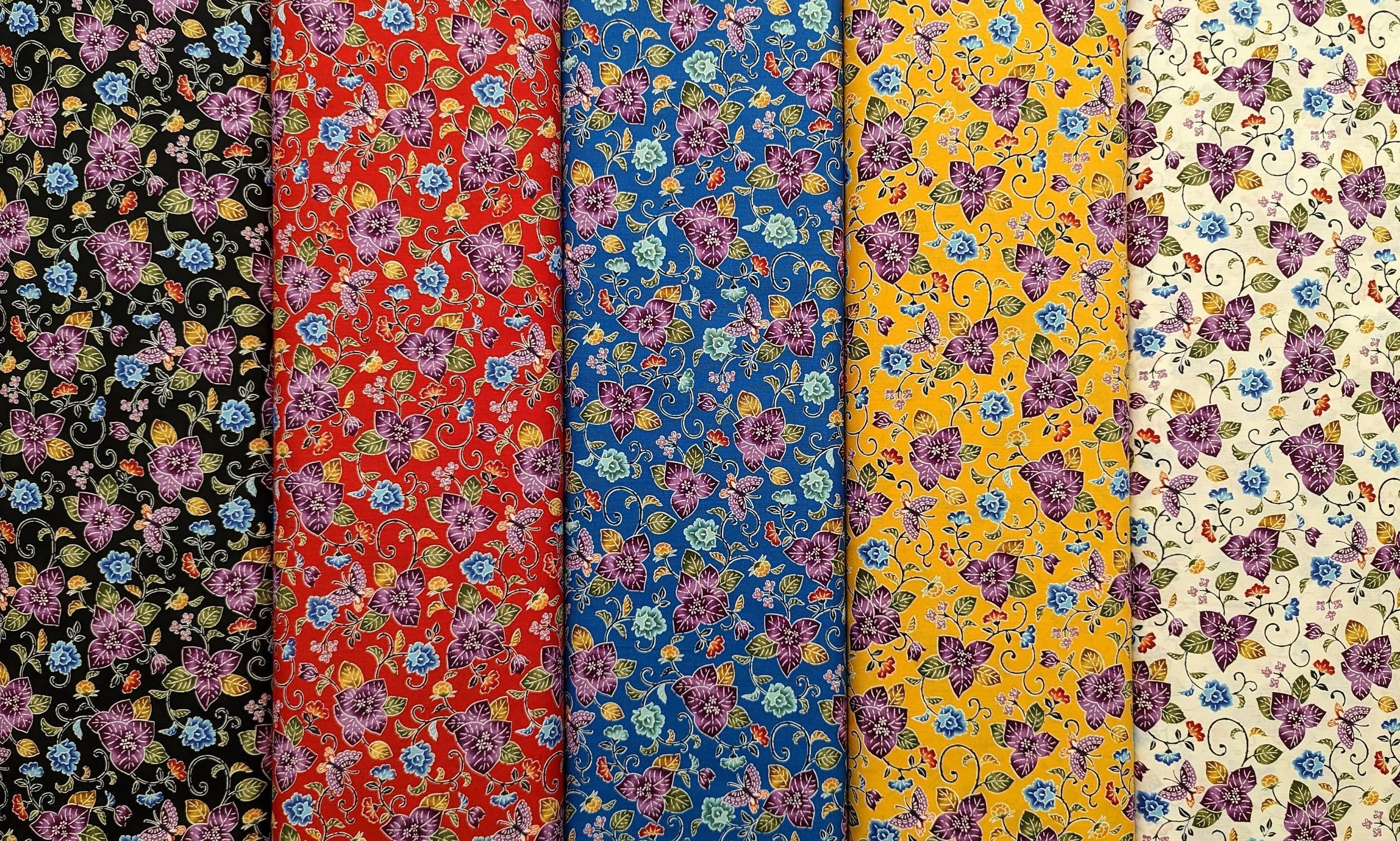 Cosmo - Tropical Bingata Flowers Cotton - Red
