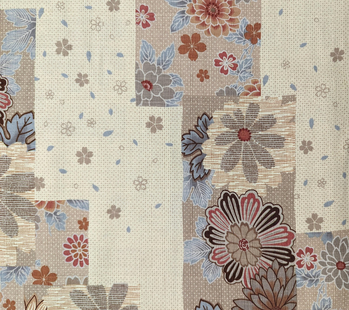 Kobayashi - Spring Pastel Flowers Cotton Dobby - Beige