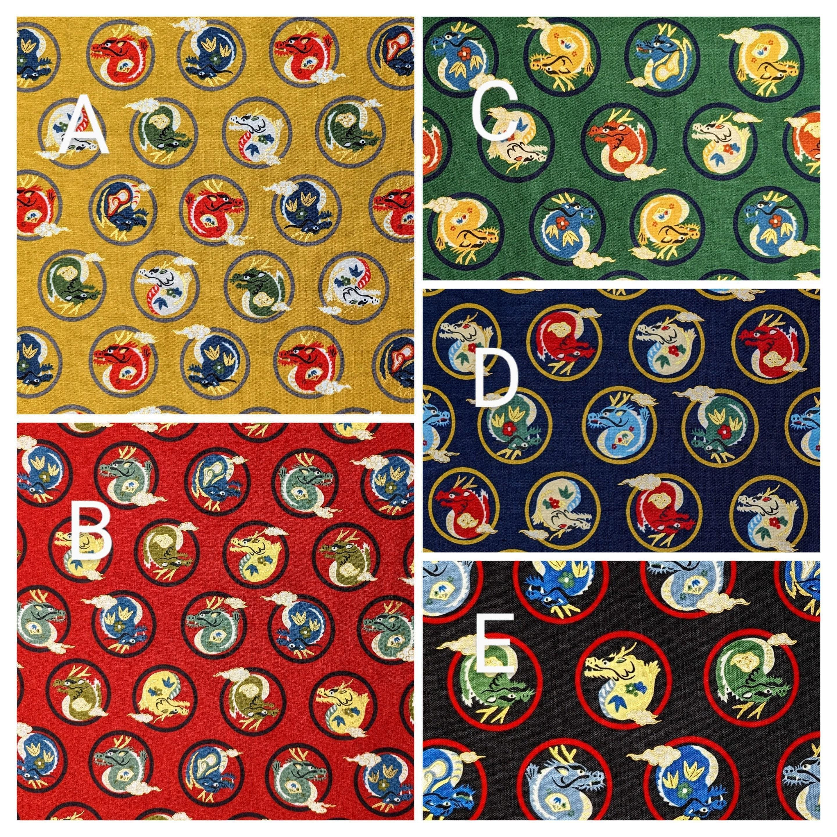 Hokkoh - Little Dragons Cotton Fabric - Yellow