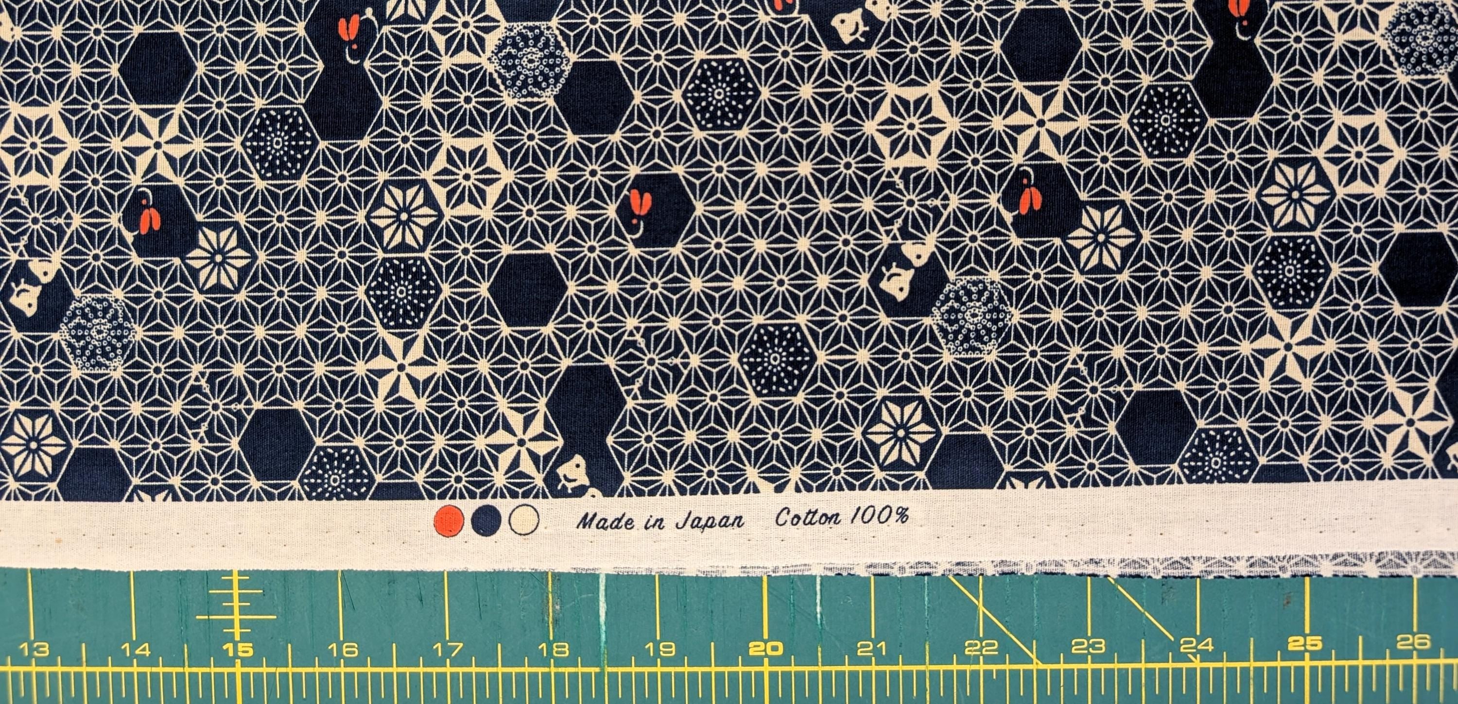 Tortoise Shell Honeycomb Japanese cotton fabric Y-3060-36E blue