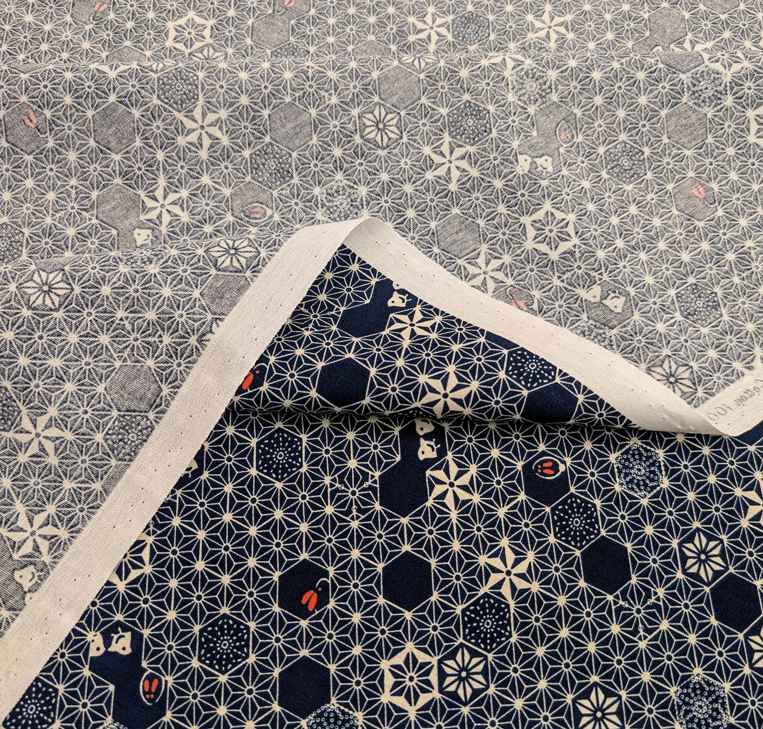 Tortoise Shell Honeycomb Japanese cotton fabric Y-3060-36E blue
