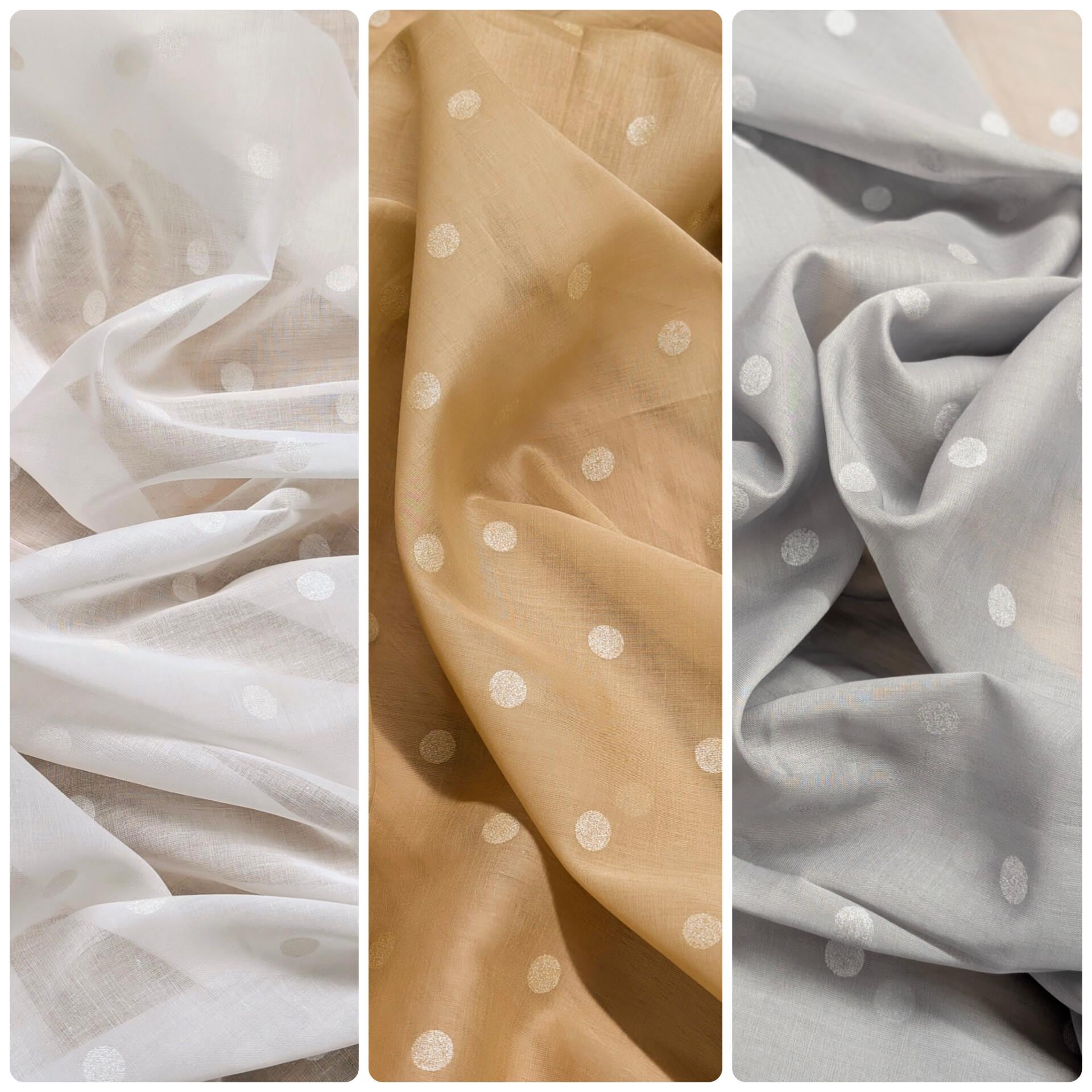 New Hokkoh - Sheer Polka Dotted Japanese Cotton Voile Fabric - White 7026-510-1-A