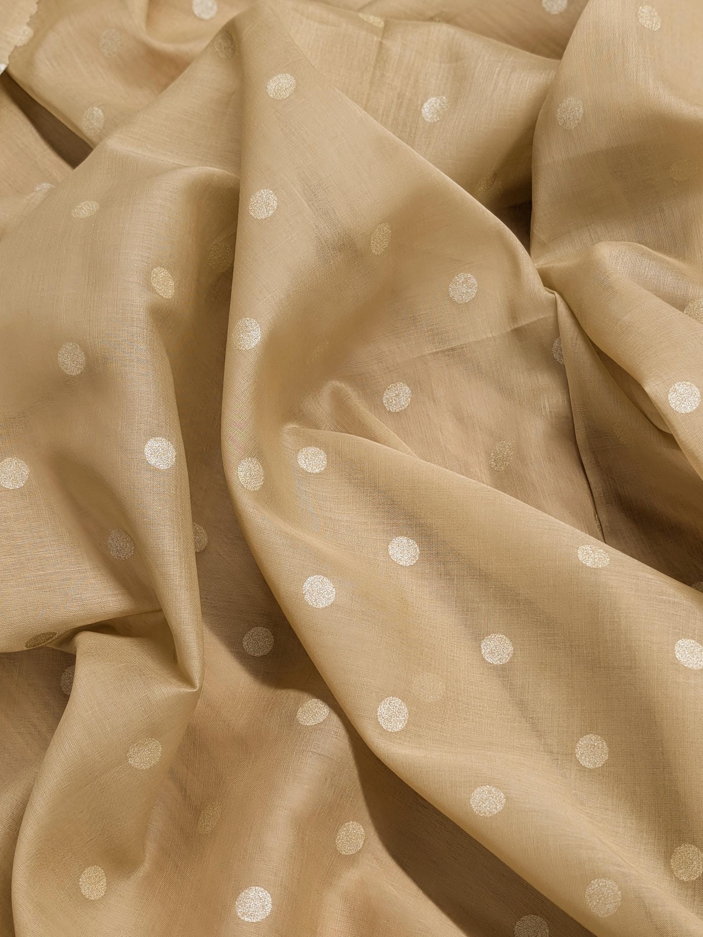 New Hokkoh - Sheer Polka Dotted Japanese Cotton Voile Fabric - Tan 7026-510-1-B