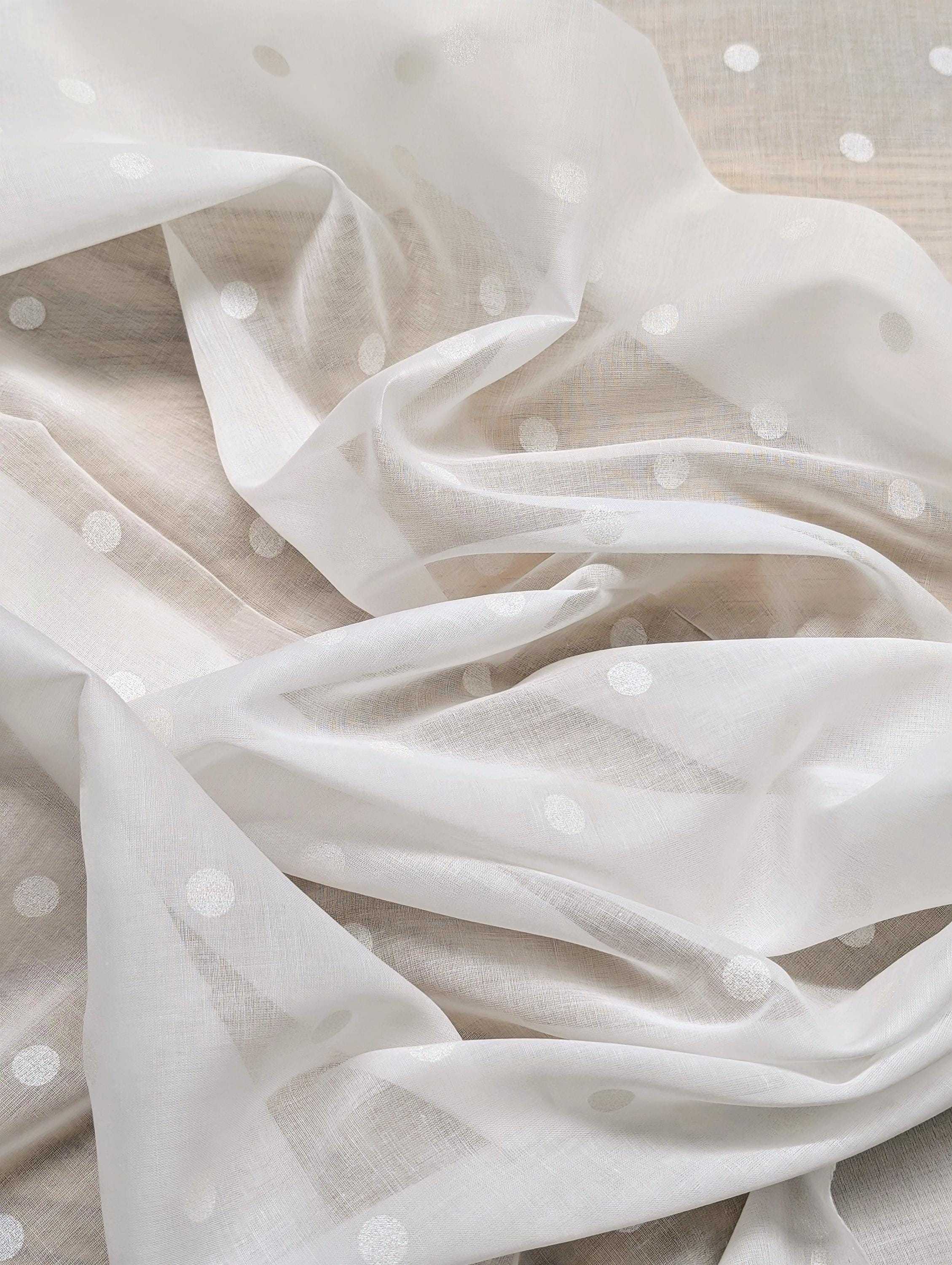 New Hokkoh - Sheer Polka Dotted Japanese Cotton Voile Fabric - White 7026-510-1-A