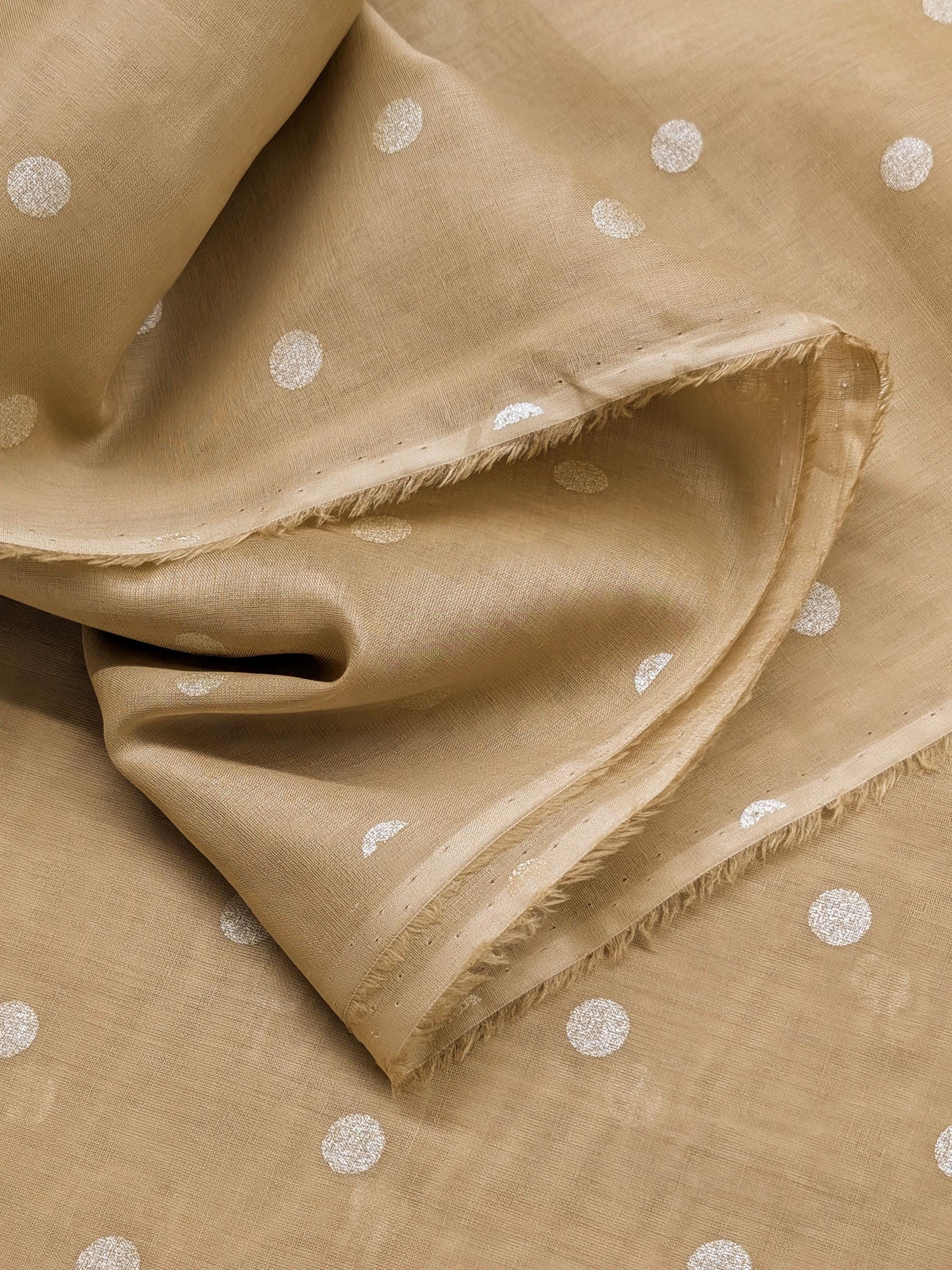 New Hokkoh - Sheer Polka Dotted Japanese Cotton Voile Fabric - Tan 7026-510-1-B