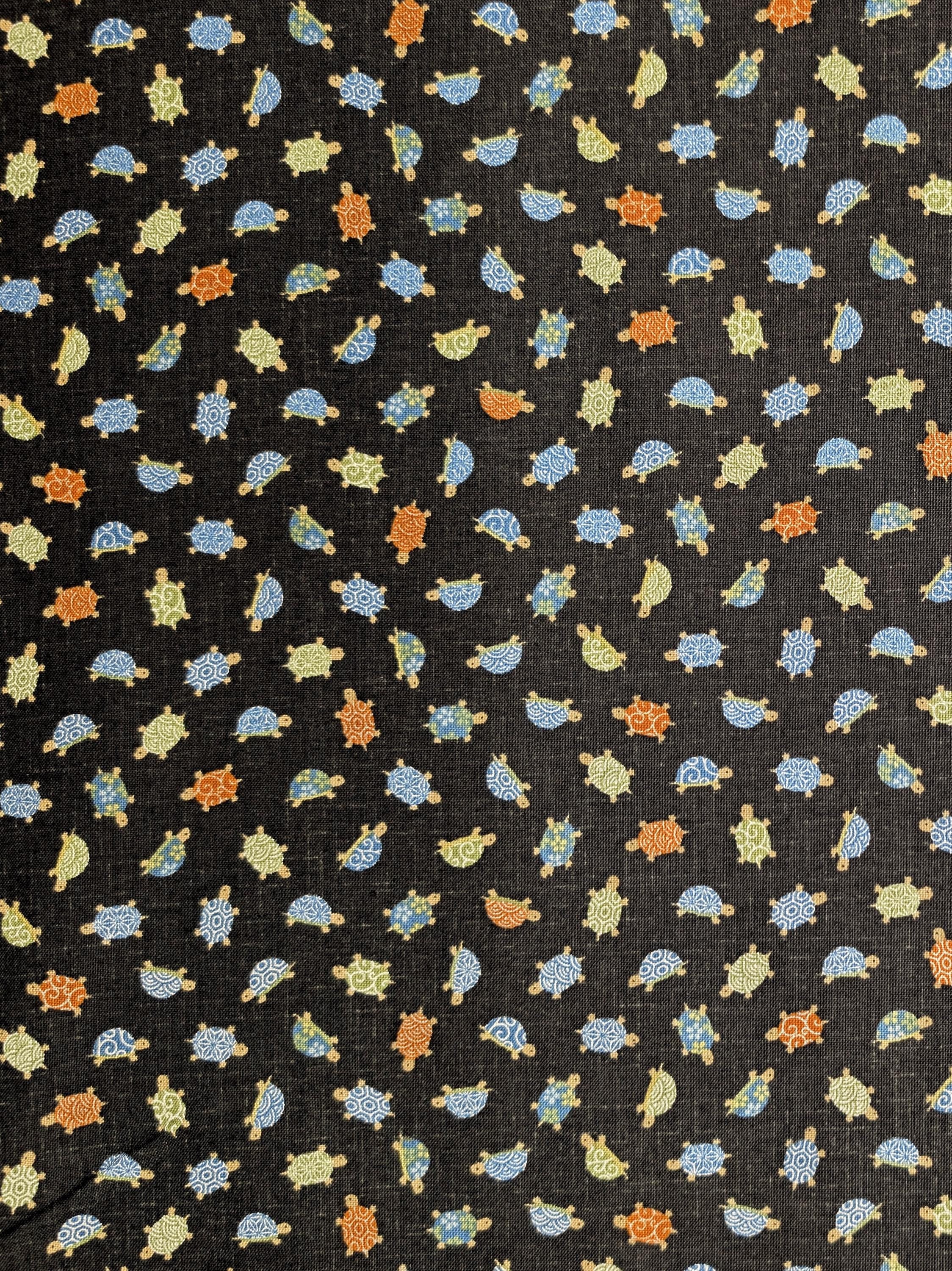 New Sevenberry - Patterned Turtles Japanese Cotton Fabric - Black 88234-3-5