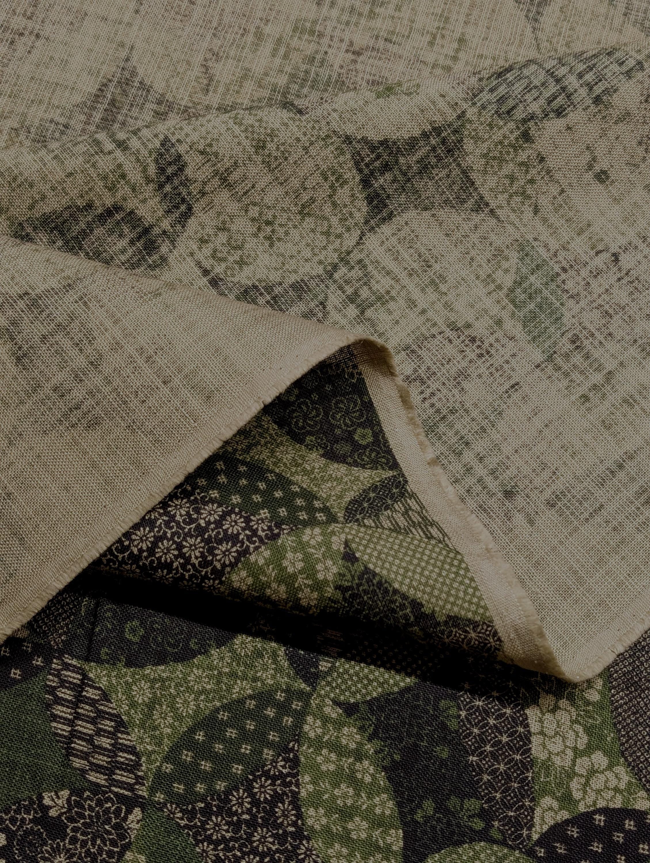 NEW Sevenberry - Patchwork Shippo Rustic Weave Cotton Japanese Fabric - Green 88500-4-4
