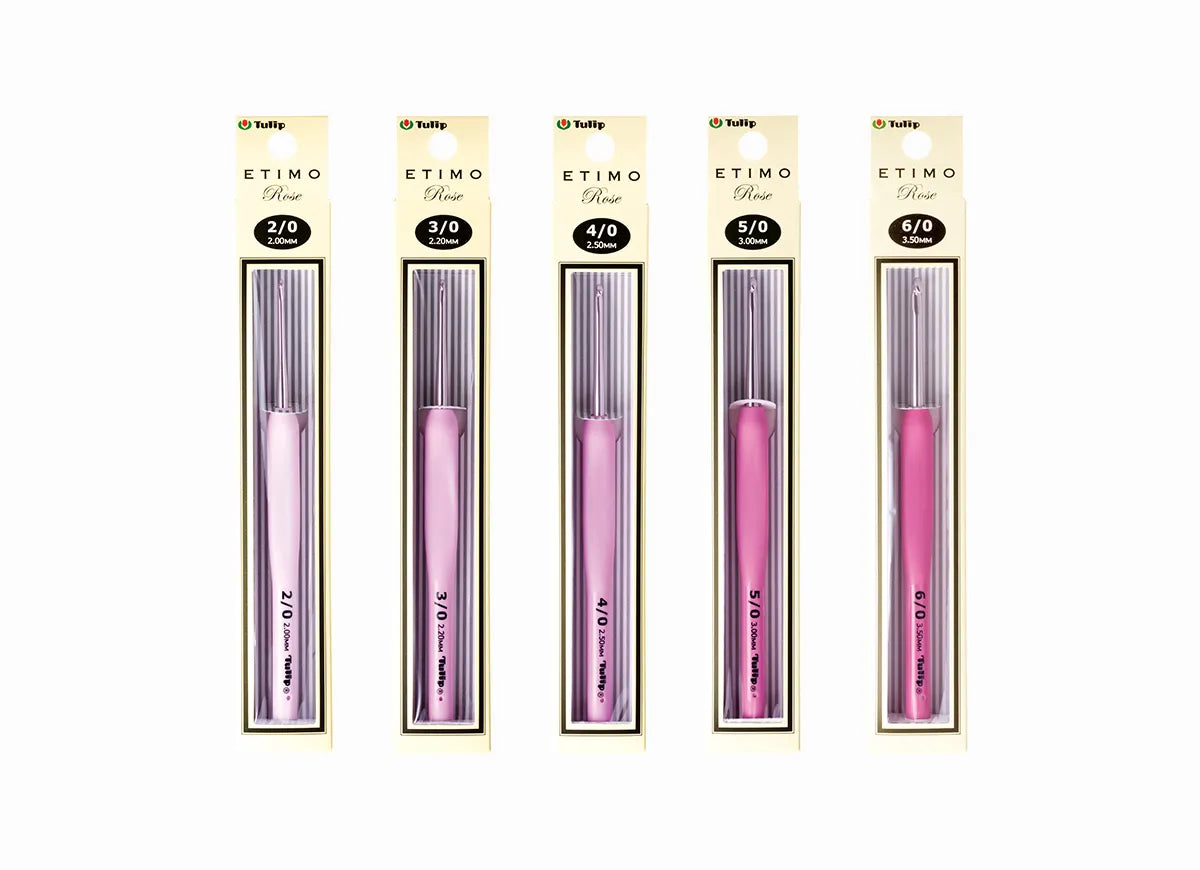Tulip - "Etimo" Rose Crochet Hook with Cushion Grip Singles Various Sizes - Large